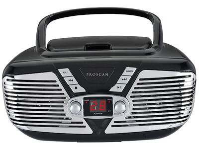 Boombox CD rétro portatif avec radio AM/FM Proscan - Noir