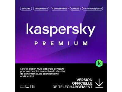 Kaspersky Premium, Abonnement de 12 mois, 1 utilisateur (Code Electronique)