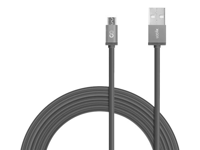 Câble Piston Connect XL 3 m (10 pi) de LOGiiX, USB-A à micro USB – noir