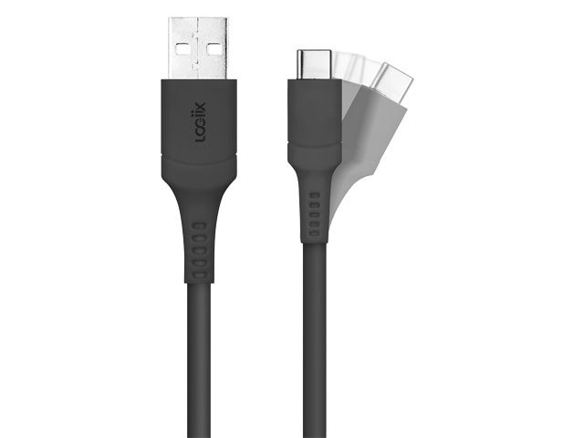 LOGiiX Sync & Charge Anti-Stress 1.2M (4') USB-A to USB-C Cable - Black