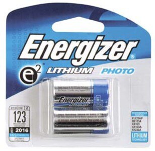 Paquet de deux piles au Lithium trois volts EL123APB2 Energizer E2 pour appareil photo