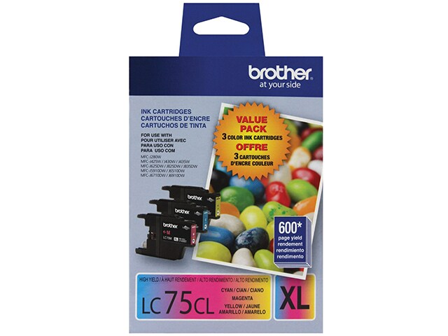 Brother LC753PKS 3-Pack Ink for MFC-J6510DW and MFC-J6710DW - Cyan, Magenta and Yellow