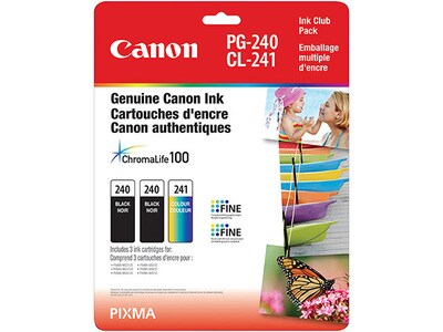 Paquet de cartouches d'encre Canon format club - PG-240 Ensemble double noir / CL-241 (5207B007)