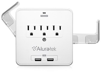 Aluratek Mini Surge Protector and Dual USB Charging Station - White