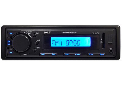 Radio AM/FM avec Entrée Auxiliaire pour Tableau de Bord de Voiture PLR26MPU de Pyle - noir
