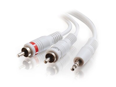 Câble en Y avec une prise stéréo 3,5 mm mâle vers deux prises RCA audio stéréo mâle de 6 pi - Blanc