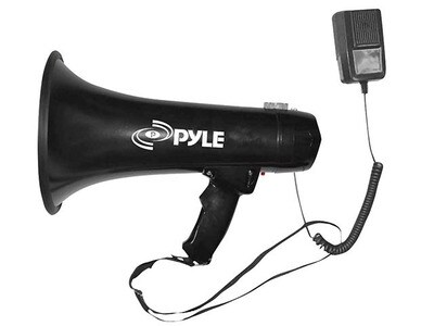 Pyle Audio 40W Professional Megaphone with Siren and 3.5mm Aux-In