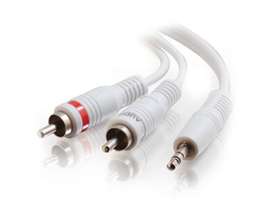 Câble Y audio avec une prise 3,5 mm stéréo mâle vers deux prises RCA stéréo mâle de 3m (12 pi) - Blanc