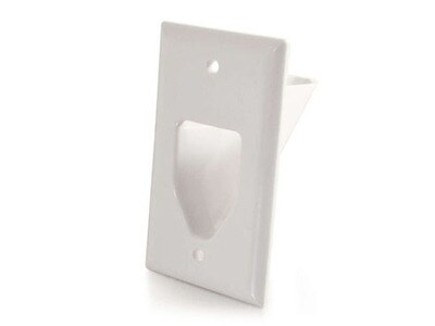 C2G 40594 Single Gang Recessed Low Voltage Cable Plate - White