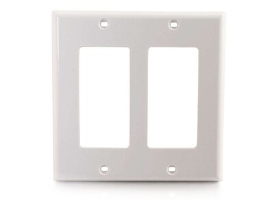 C2G 03728 Two Decora Compatible Cutout Double Gang Wall Plate - White