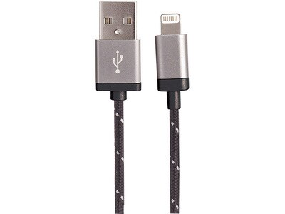 Nexxtech 1.2m (4') Lightning Sync and Charge Cable with Metallic Housing - Gunmetal