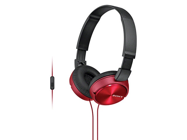 Sony MDR-ZX310 On-Ear Headphones with In-Line Mic and Smartphone Controls - Red