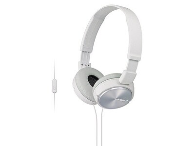 Sony MDR-ZX310 On-Ear Headphones with In-Line Mic and Smartphone Controls - White