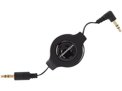 Nexxtech 1.2m (4') Retractable 3.5mm Audio Cable - Black