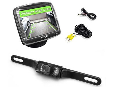 Pyle 3.5" Slim TFT LCD Digital Universal Mount Monitor with License Plate Mount & Rearview Night Vision Backup Camera