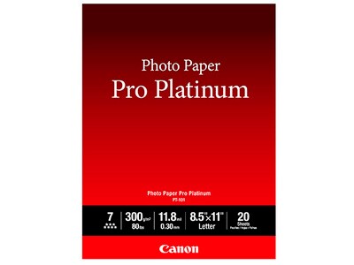 Papier photo Pro Platinum 8,5x11 po PT-101 de Canon - 20 feuilles