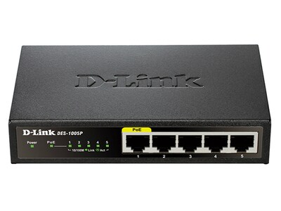 Commutateur de bureau sans gestion DES-1005P de D-Link à 5 ports Ethernet rapide PoE