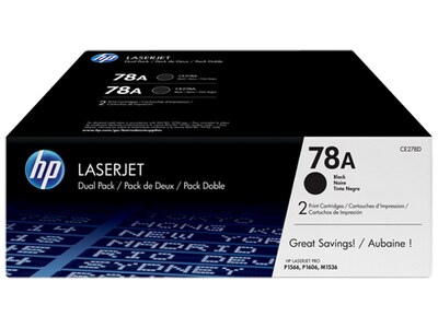 HP 78A (CE278D) Black Original LaserJet Toner Cartridges, 2 pack