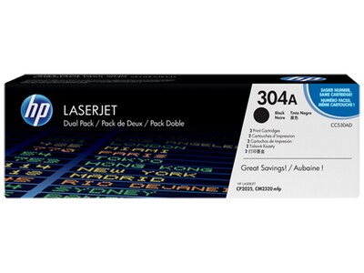 Cartouches de toner LaserJet 304A (CC530AD) de HP - Noir - Paquet de 2