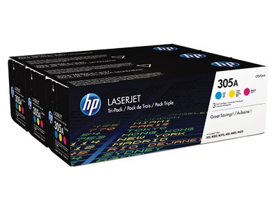 Cartouche d'encre LaserJet 305A de HP - paquet de 3 - Cyan, Magenta et Jaune (CF370AM)
