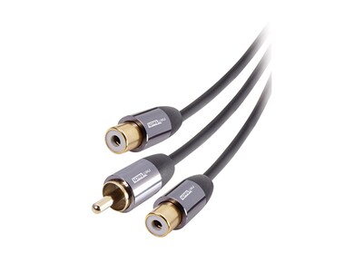 Nexxtech 152mm (0.5') Shielded Y-Adapter Cable - Male RCA Plug to 2 Female RCA Jacks