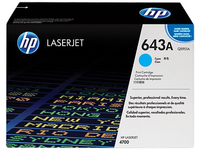 Cartouche de toner LaserJet 643A de HP - cyan (Q5951A)
