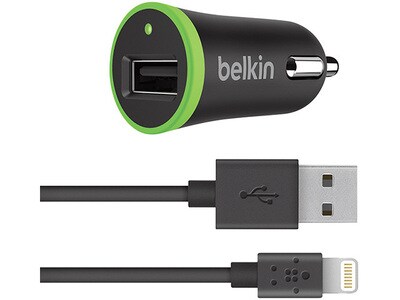 Belkin BOOST UP™ Car Charger with ChargeSync 12 watt 2.4 Amp Cable - Black
