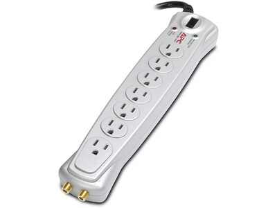 APC P7V Audio/Video Surge Protector, AC 120V, 7 Outlets - Silver Satin