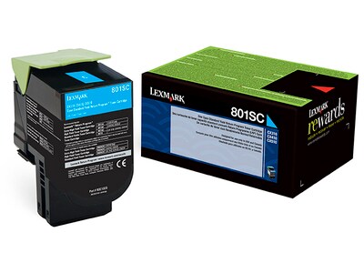 Cartouche de toner standard recyclable 80C1SC0 801SC de Lexmark - Cyan