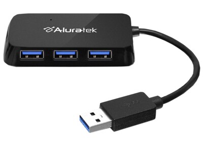 Aluratek 4-Port USB 3.0 SuperSpeed Hub with Attached Cable
