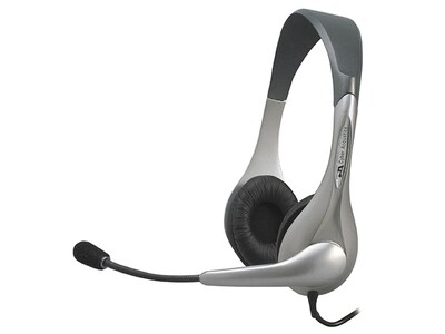 Cyber Acoustics AC-202B On-Ear OEM Mono Headset with Mic - Silver