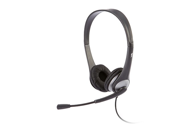 Cyber Acoustics AC-204 Stereo Headset with Mic and Y-Adapter - Black
