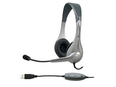 Cyber Acoustics AC-850 On-Ear USB Stereo Headset with Microphone - Silver