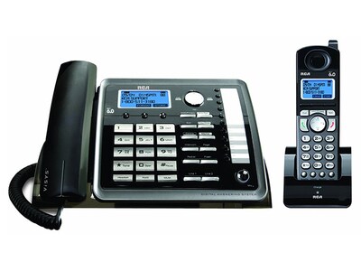 Système de téléphone avec extension jusqu'à 2 lignes à fil/sans fil TC25255RE2 de RCA