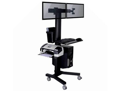 TygerClaw LVW8606 Mobile 2 TVs Stand with PC Holder