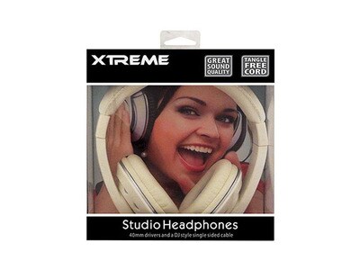 Casque d'écoute Xtreme Studio avec micro sur le fil – Blanc