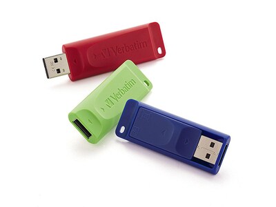 Clé USB de 8 Go  Store 'n' Go de Verbatim – Rouge, vert et bleu (paquet de 3)