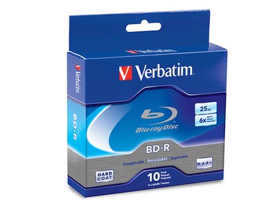 Verbatim 25GB 6x Branded Blu-Ray Recordable Discs- 10 Pack