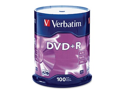 Disques DVD+R 16X de 4,7 Go 95098 de Verbatim - Paquet de 100