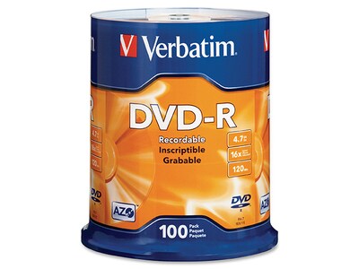 Disques DVD-R AZO 16X de 4,7 Go de Verbatim – paquet de 100