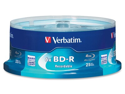 Disques Blu-Ray BD-R 6X de 25 Go de Verbatim – paquet de 25