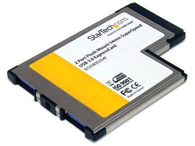 StarTech ECUSB3S254F 2 Port Flush Mount 54mm SuperSpeed USB ExpressCard Adapter