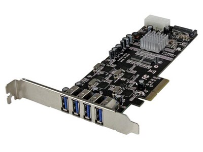 Carte contrôleur PCI Express vers 4 ports USB 3.0 4 voies dédiés de 5 Go/s-UASP-Alim SATA/LP4 PEXUSB3S44V de StarTech