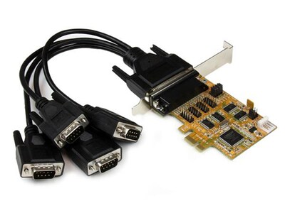 Carte contrôleur PCI Express avec 4 ports série RS232 DB9 sortie d'alimentation protection EDS PEX4S553S de StarTech
