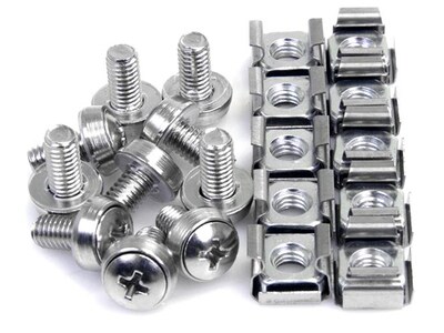 StarTech M6 Mounting Screws and Cage Nuts for Server Rack Cabinet - 100 Pack