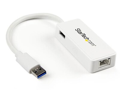 Startech USB31000SPTW USB 3.0 to Gigabit Ethernet Adapter NIC with USB Port- White
