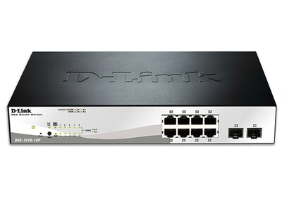 Commutateur Gigabit PoE à 10 ports WebSmart DGS121010P de D-Link avec 8 ports PoE et 2 ports SFP