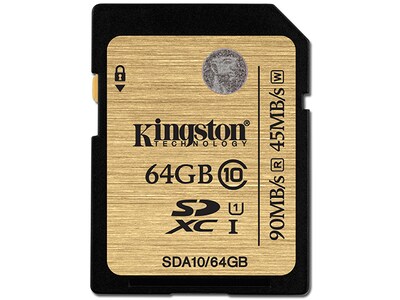 Carte mémoire SDXC de classe 10 UHS-I 90R/45W de Kingston - 64 Go