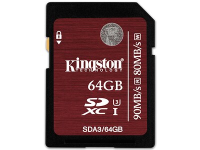 Kingston 64GB SDHC UHS-I Speed Class 3 90R/80W Flash Card