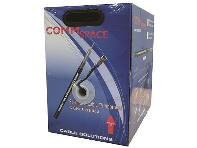 Câble coaxial RG6 de calibre 18 de 304,8 m (1 000 pi) CSRG6BLK de CommSpace - Noir